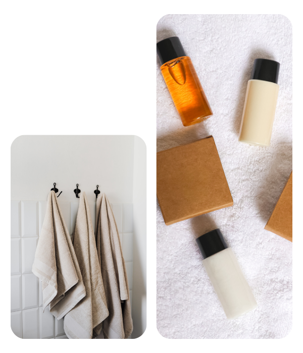 guest amenities and towels